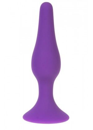 Фиолетовая силиконовая анальная пробка размера S - 10 см.