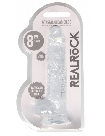 Прозрачный фаллоимитатор Realrock Crystal Clear 8 inch - 21 см.