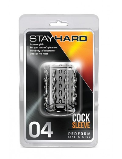 Прозрачная насадка с бороздками STAY HARD COCK SLEEVE 04 CLEAR