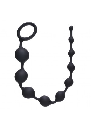 Чёрная анальная цепочка Long Pleasure Chain - 35 см.