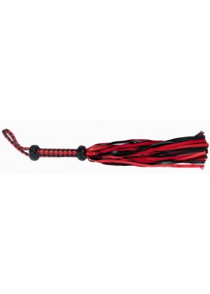 Красно-черная плеть с плетёной ромбической рукоятью - 50 см.