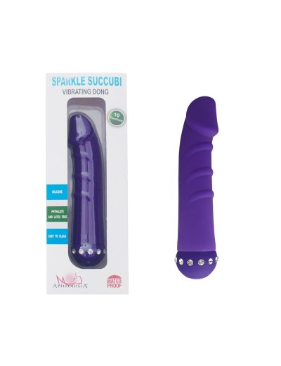 Фиолетовый вибратор SPARKLE SUCCUBI VIBRATING DONG - 14,5 см.