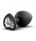 Черная анальная втулка с прозрачным кристаллом в виде сердечка Bling Plug Small - 7,6 см.