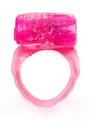 Розовое эрекционное кольцо с вибропулей