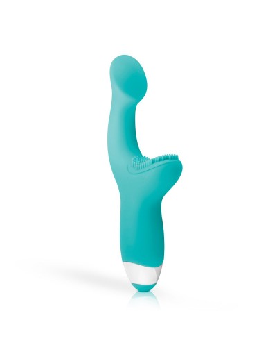 Зеленый вибратор для G-стимуляции с клиторальной щеточкой Yuki G-Spot Vibrator - 19 см.