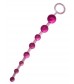 Розовая анальная цепочка с ручкой - 29,5 см.