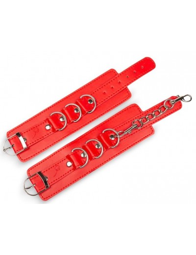 Красные наручники на застежках с цепочкой