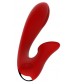 Красный вибромассажер с клиторальной стимуляцией IRIS - 20 см.