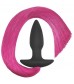 Черная анальная пробка с розовым хвостом Silicone Anal Plug with Pony Tail