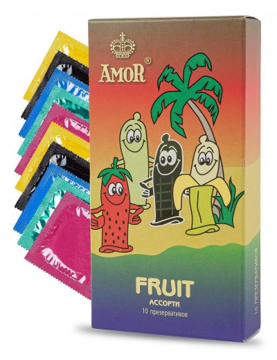 Ароматизированные презервативы AMOR Fruit  Яркая линия  - 10 шт.