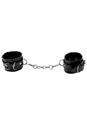 Черные кожаные наручники с заклепками