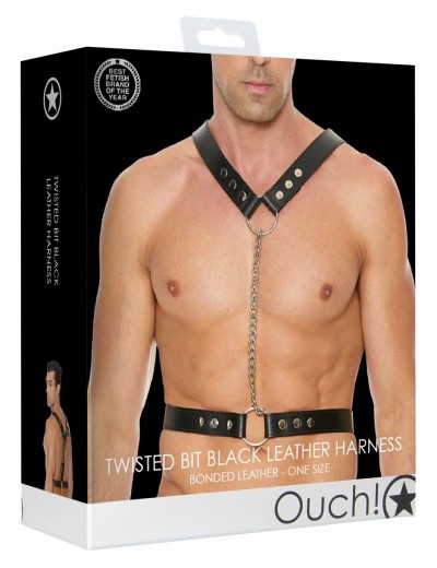 Черная мужская портупея Twisted Bit Black Leather Harness