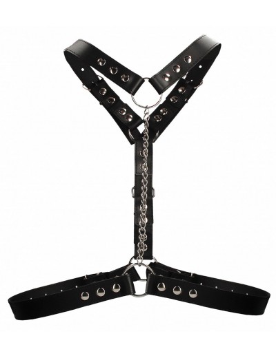 Черная мужская портупея Twisted Bit Black Leather Harness