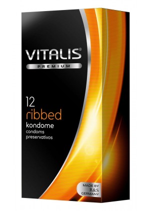 Ребристые презервативы VITALIS PREMIUM ribbed - 12 шт.