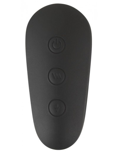 Черная анальная втулка с вибрацией и электростимуляцией Vibrating E-Stim Butt Plug - 9,2 см.