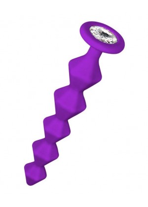 Фиолетовая анальная цепочка с кристаллом Chummy - 16 см.