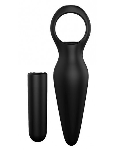 Черная анальная вибровтулка TAPERED PLUG - 10 см.