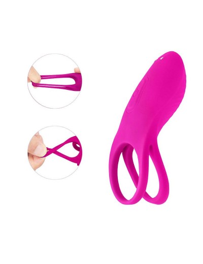 Ярко-розовое эрекционное виброкольцо на пенис с пультом