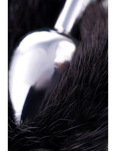 Маленькая анальная втулка с черным хвостом - 8,5 см.