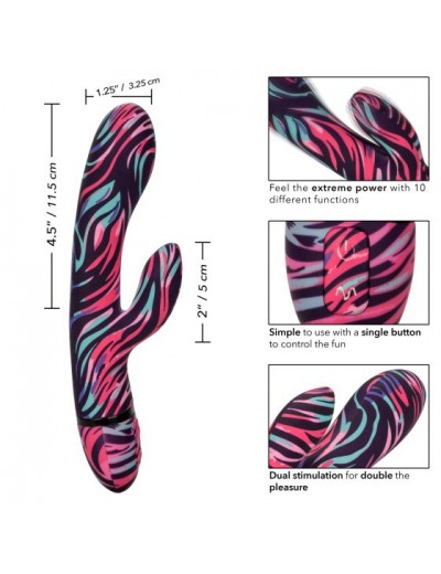 Черный вибратор-кролик Menage ? Moi Dual Wand с ярким принтом - 21 см. Черный вибратор-кролик Menage ? Moi Dual Wand с ярким принтом - 21 см.
