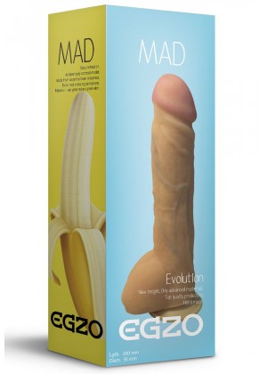Большой реалистичный фаллоимитатор Mad Banana с мошонкой - 23,5 см.
