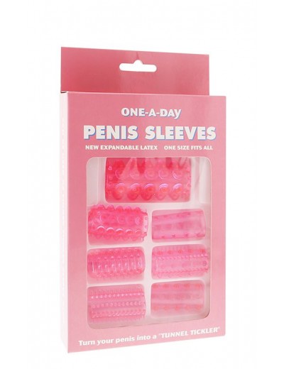 Набор из 7 розовых насадок на пенис ONE-A-DAY PENIS SLEEVES PINK