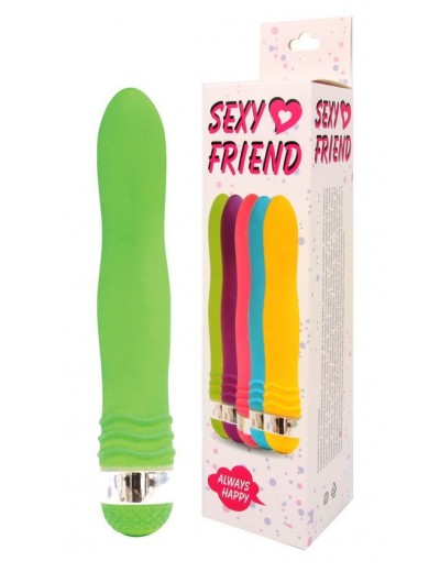 Салатовый эргономичный вибратор Sexy Friend - 17,5 см.