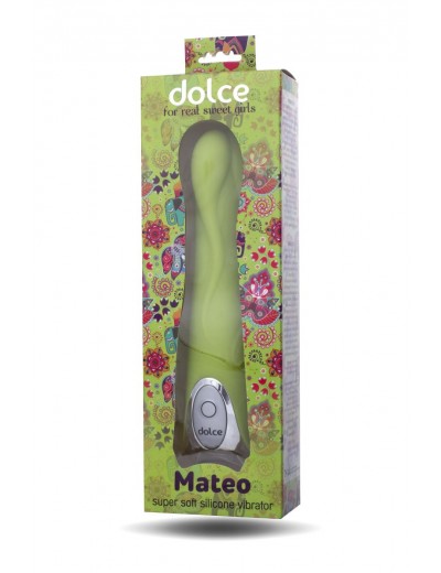 Зелёный вибратор Dolce Mateo - 16,5 см.