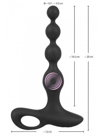 Черная анальная цепочка с вибрацией Rechargeable Anal Beads - 20 см.