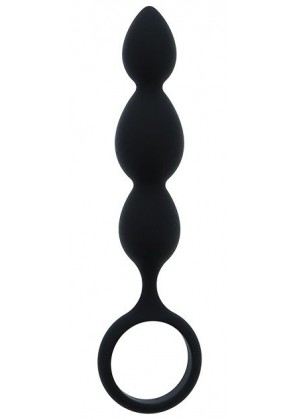 Черная анальная пробка-елочка SILICONE ANAL BEAD - 16,5 см.
