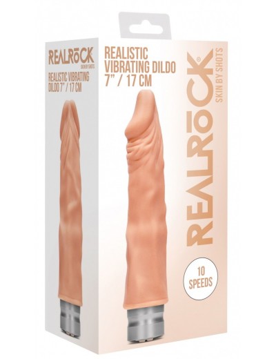 Телесный вибратор-реалистик Vibrating Dildo - 19,5 см.