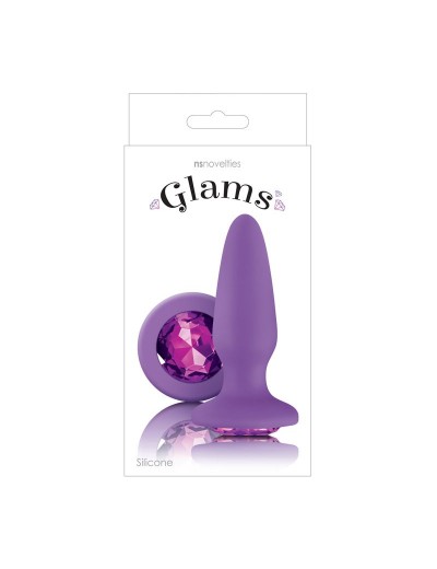 Фиолетовая анальная пробка с фиолетовым кристаллом Glams Purple Gem - 10,4 см.