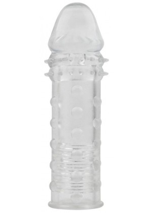 Прозрачная реалистичная насадка на пенис Extra Texture Sleeve - 16,2 см.
