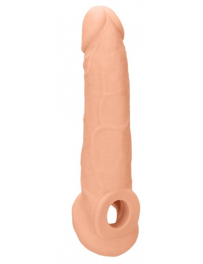 Телесная насадка с кольцом Penis Extender with Rings - 22 см.
