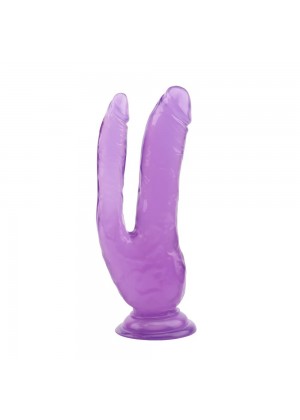 Фиолетовый анально-вагинальный фаллоимитатор - 20 см.