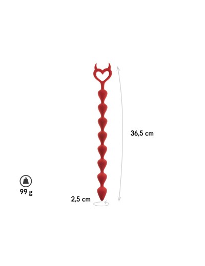 Бордовая анальная цепочка Bestla - 36,5 см.