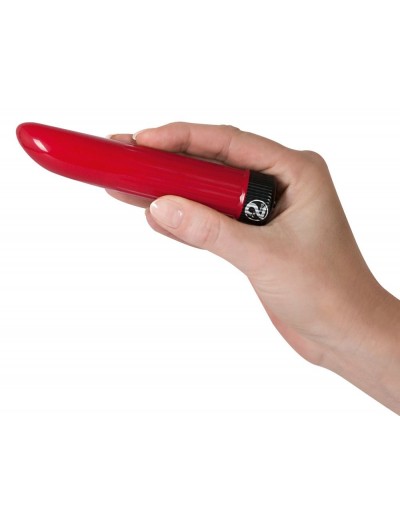 Красный вибратор Ladyfinger - 13 см.