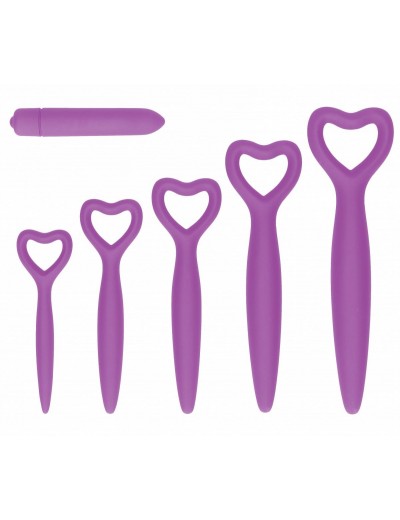 Набор фиолетовых вагинальных расширителей с вибропулей Silicone Vaginal Dilator Set