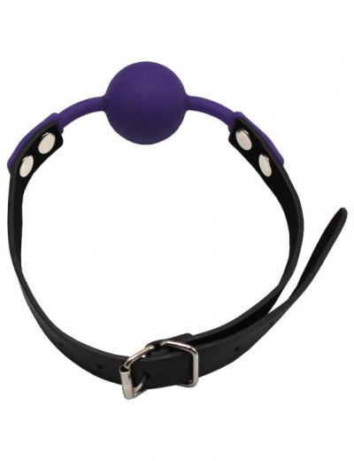 Фиолетовый силиконовый кляп-шарик на ремешках