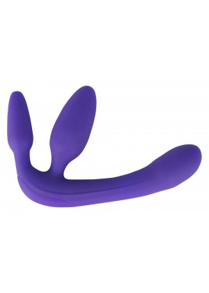 Фиолетовый безремневой вибрострапон Vibrating Strapless Strap-On