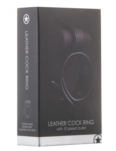 Утяжка на пенис с виброэлементом Leather Cock Ring