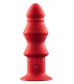 Красный ребристый анальный вибромассажер - 12,7 см.