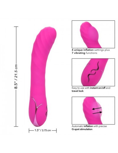 Розовый вибромассажер Insatiable G Inflatable G-Wand с функцией расширения - 21,5 см.