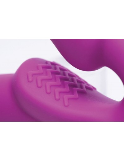 Ярко-розовый безремневой вибрострапон Evoke Vibrating Strapless Silicone Strap-on Dildo