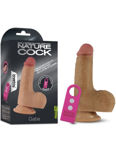 Кофейный вибратор Nature Cock Gabe 6 с голосовым приёмником - 15 см.