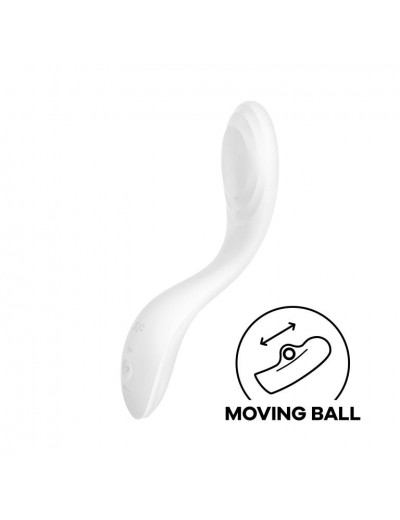 Белый вибромассажер Rrrolling Pleasure с движущимся шариком - 23 см.