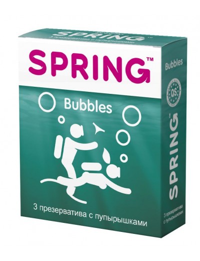 Презервативы SPRING BUBBLES с пупырышками - 3 шт.