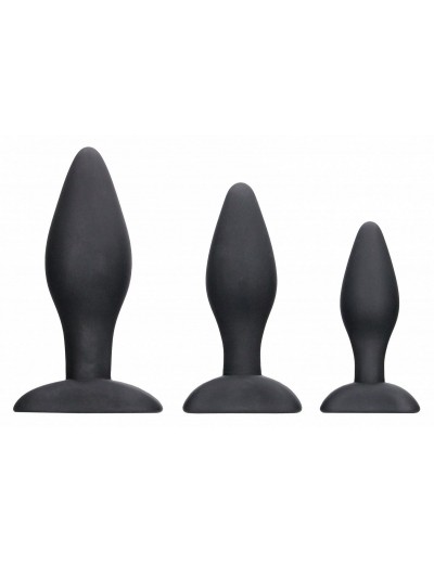 Набор из 3 черных анальных пробок Apex Butt Plug Set