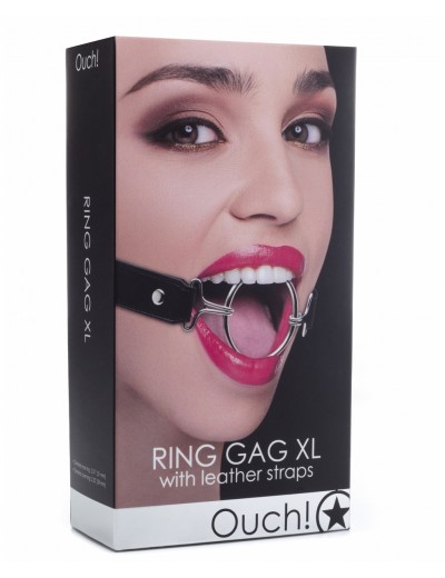 Расширяющий кляп Ring Gag XL с чёрными ремешками