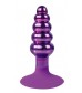 Фиолетовая анальная пробка-елочка с круглым ограничителем - 10 см.